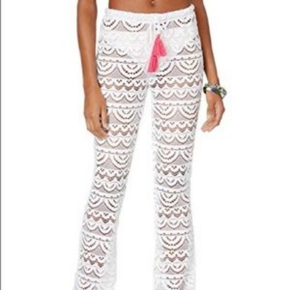 Miken Other - Miken Womens White Scalloped Crochet Swim Cover-Up